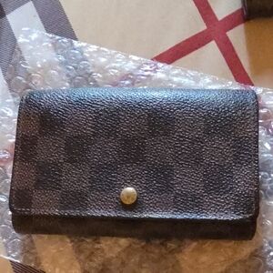 LV Damier Checkered Brown Wallet